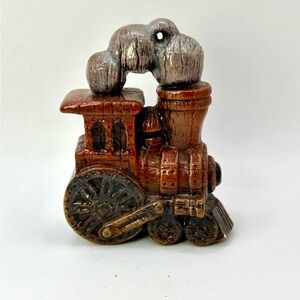 Vintage CHOO Radio Ceramic Train Logo Figurine Christmas Ornament 4”